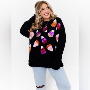 Black Sequin Candy Corn Sweater